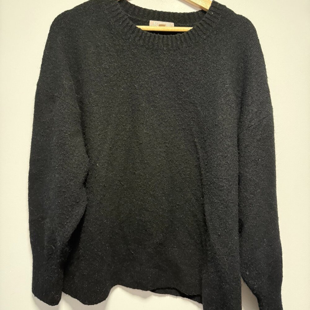 J Crew Black Wool & Alpaca Crew Neck Sweater Large